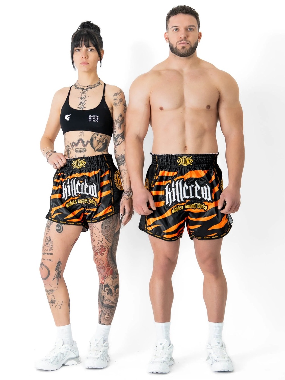 KILL CREW /// MUAY THAI FIGHT SHORTS - TIGER ORANGE - Unisex Medium